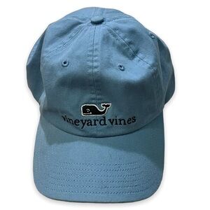 Vineyard Vines Baseball Hat Whale Logo Spellout Cap Light Blue Adjustable Preppy